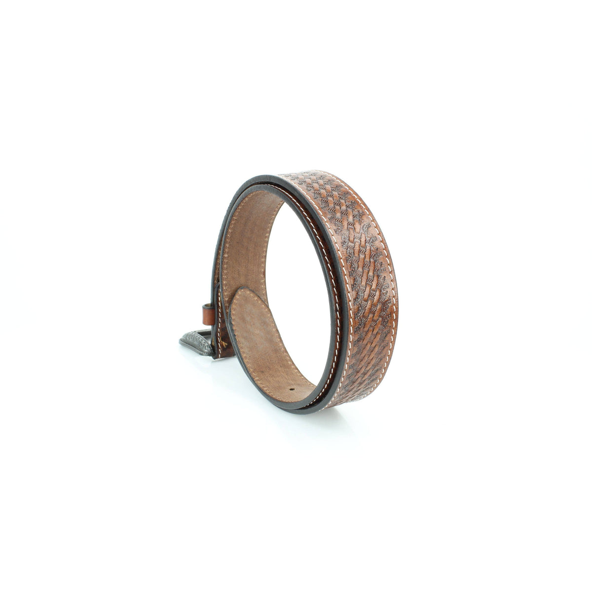 Basketweave Leather Belt with Floral Buckle RMB 002