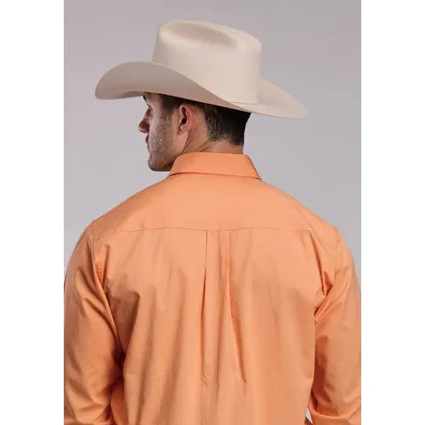 Roper Mens 2924 Solid Poplin Tangerine 100% Cotton L/S Shirt Item:03-001-0060-0319