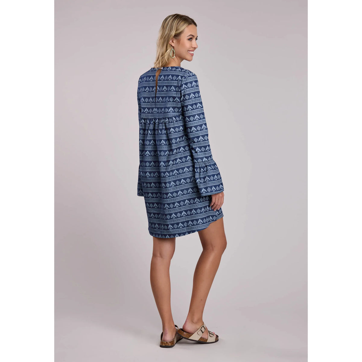 Womens Roper Printed Denim Knee Length Long Sleeve Dress 03-057-0594-5067 BU