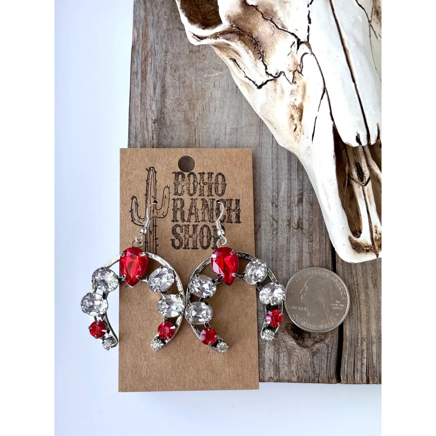 Glass Stone Squash Blossom Western Earrings