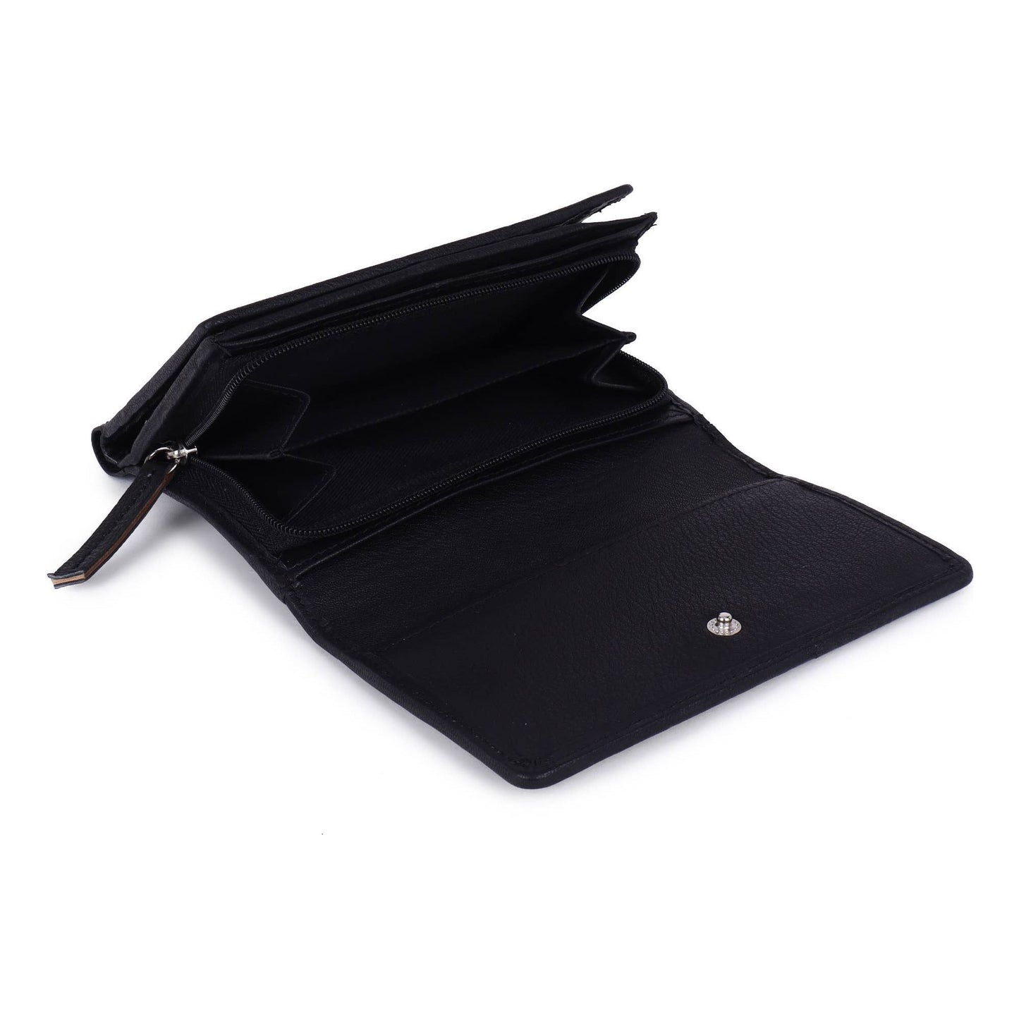Sixtease Bags - Leather Cowhide Trifold Women's Wallet - Black