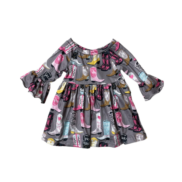 Shea Baby - Grey Boot Bell Long Sleeve Dress SDRF18