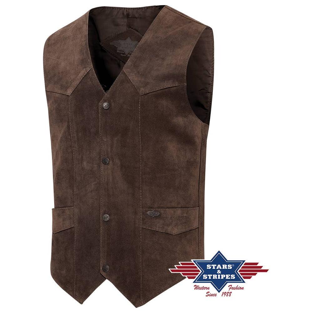 Stars & Stripes® - Western leather vest - Alabama CHOCO