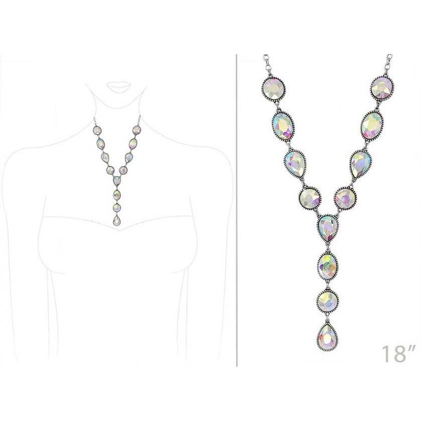 Western Clear Glass Stone Y Necklace