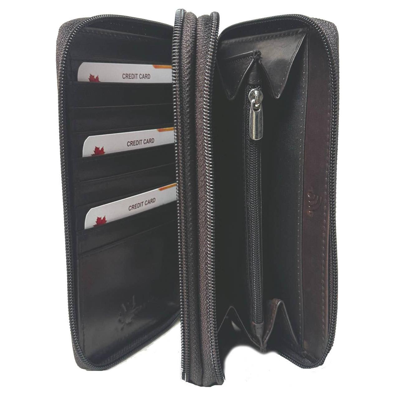 IGI CANADA - Genuine Cowhide Leather Zip-Around Ladies RFID Wallet #7616R