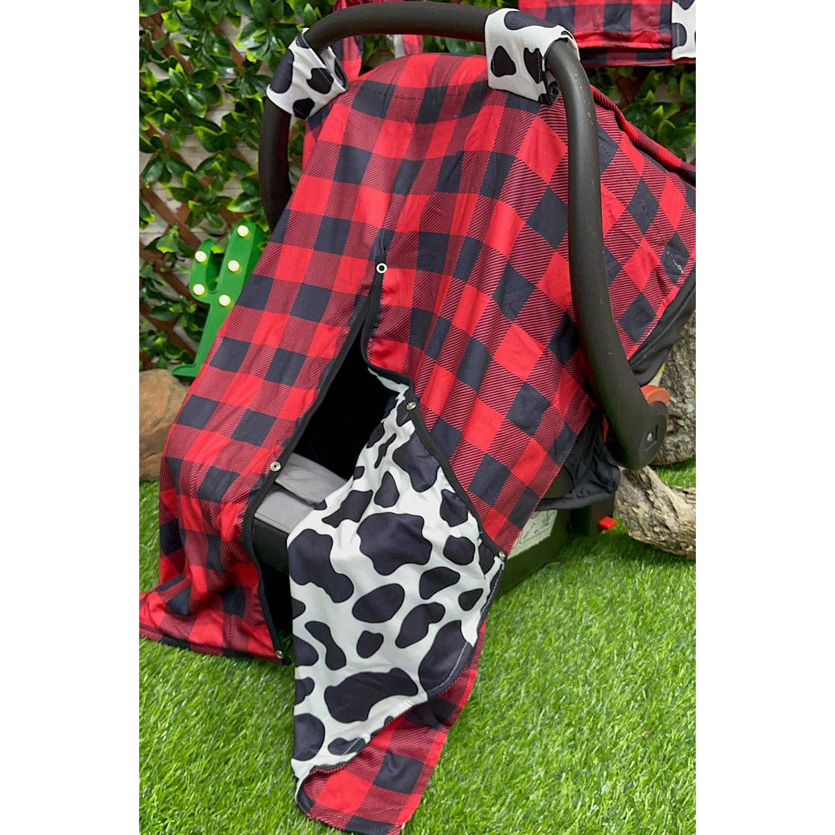 PLAID & COW PRINTED CAR SEAT COVER. ZYTG501522001