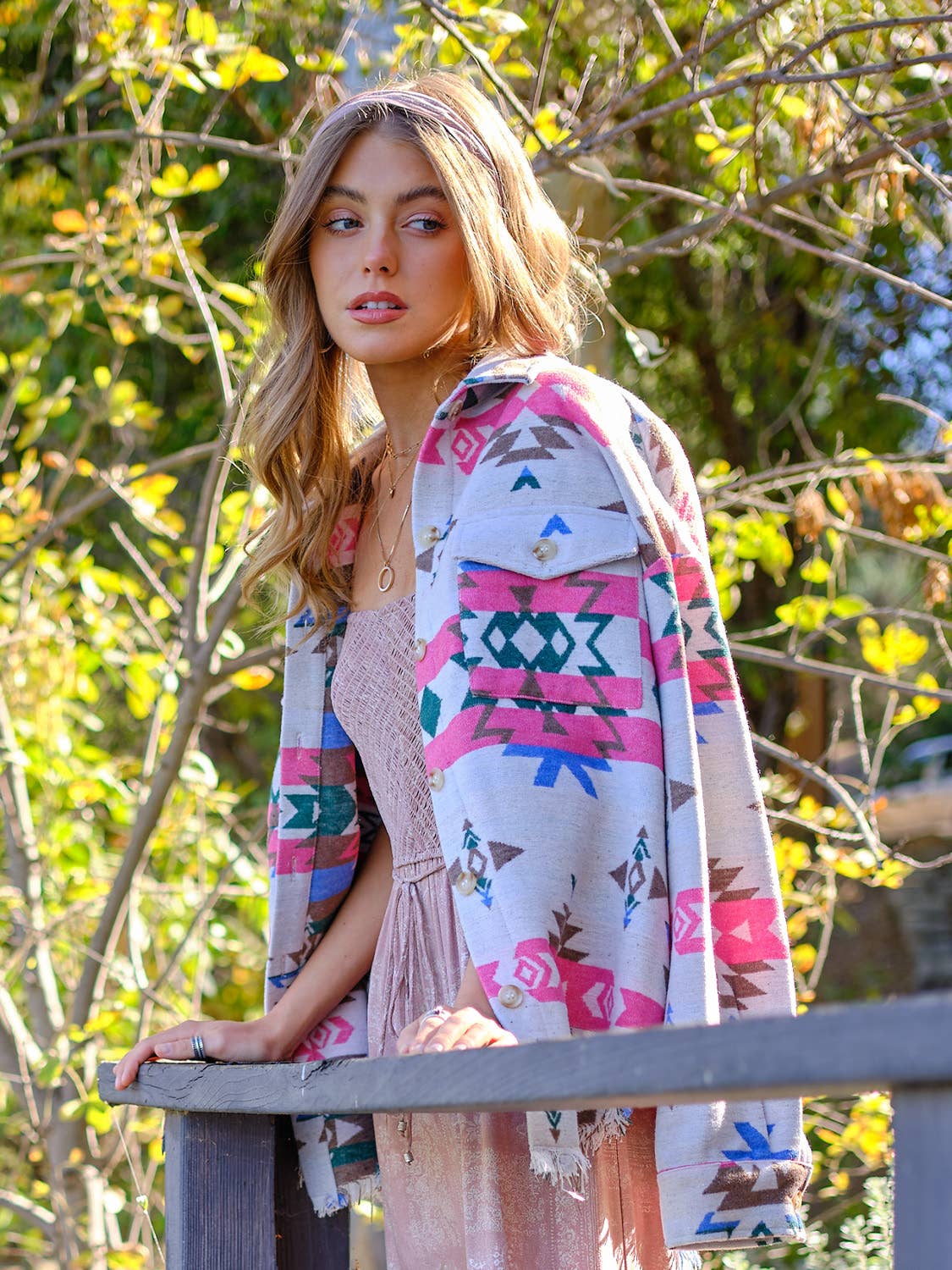 32652J - Jacquard Aztec Western Shirt Jacket