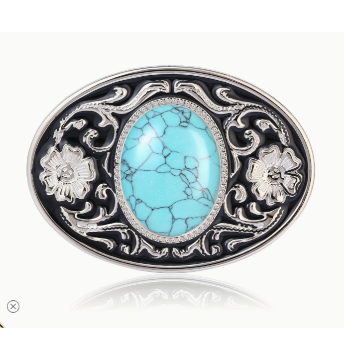 Oval Flora Ornate with Stone Belt Buckle 1365