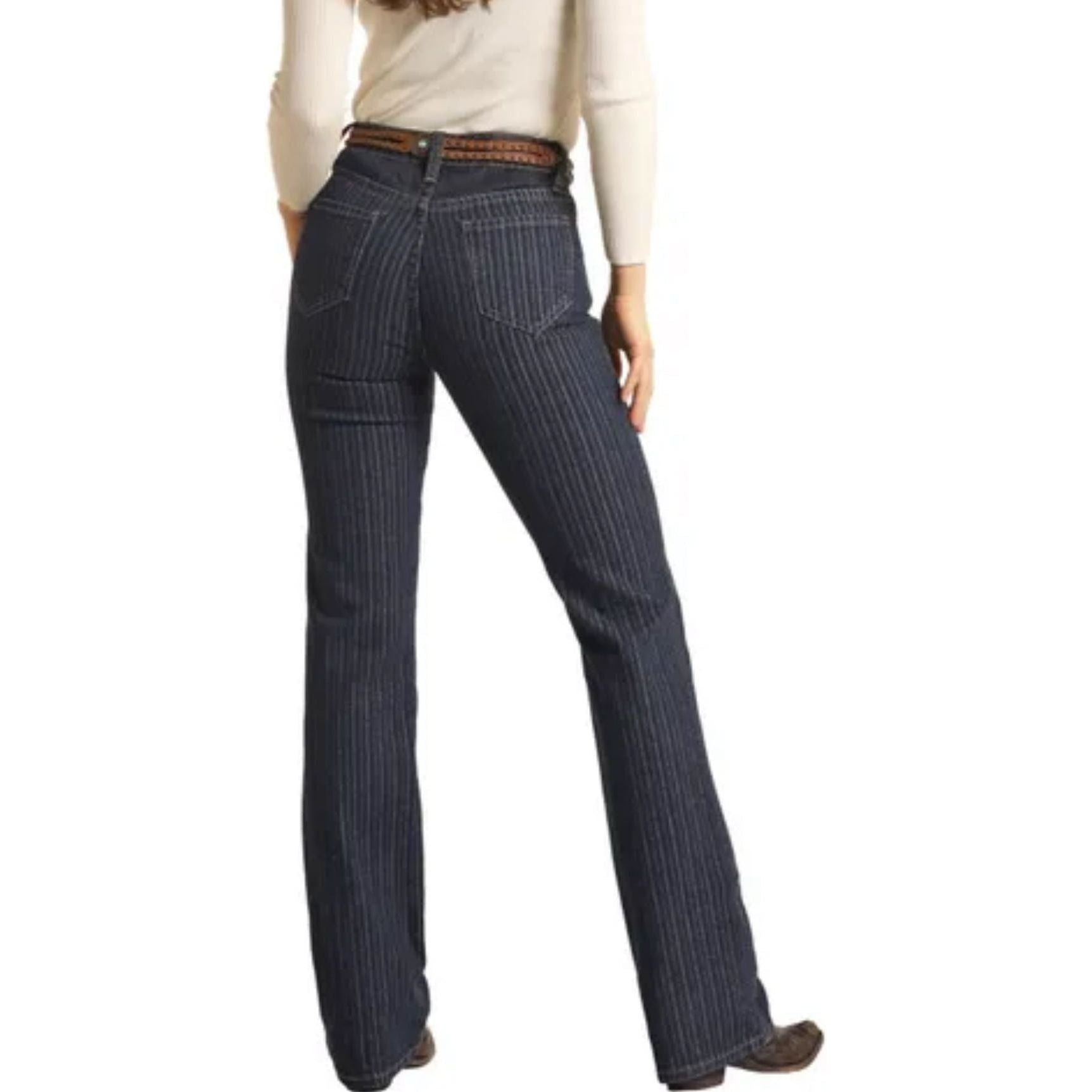 * ROCK & ROLL WOMEN'S HIGH RISE STRETCH BOOTCUT JEANS - DARK WASH