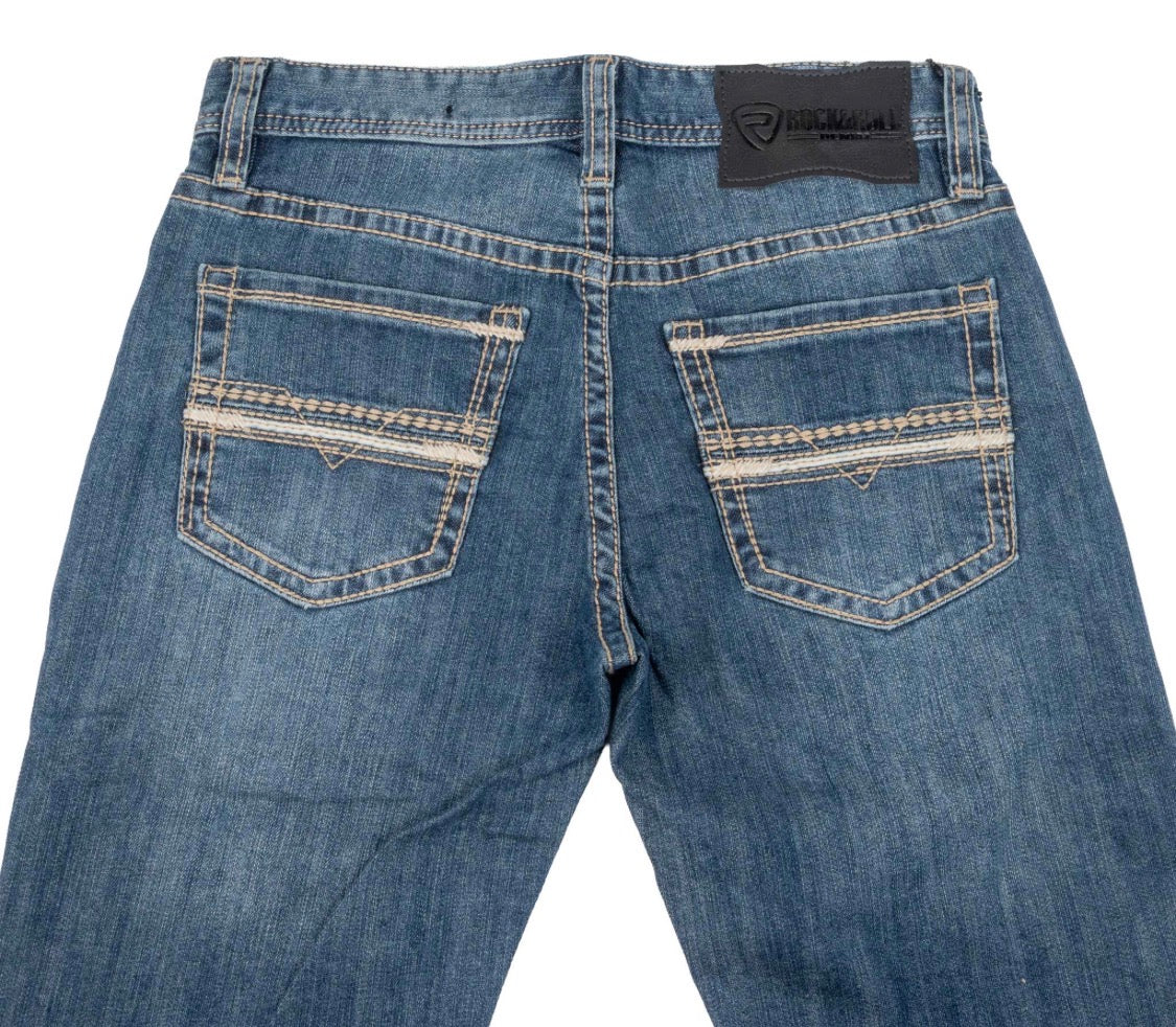 ROCK & ROLL Men’s JEAN - Slim fit, Dark Vintage, Revolver Straight Boot, BM1RD09127