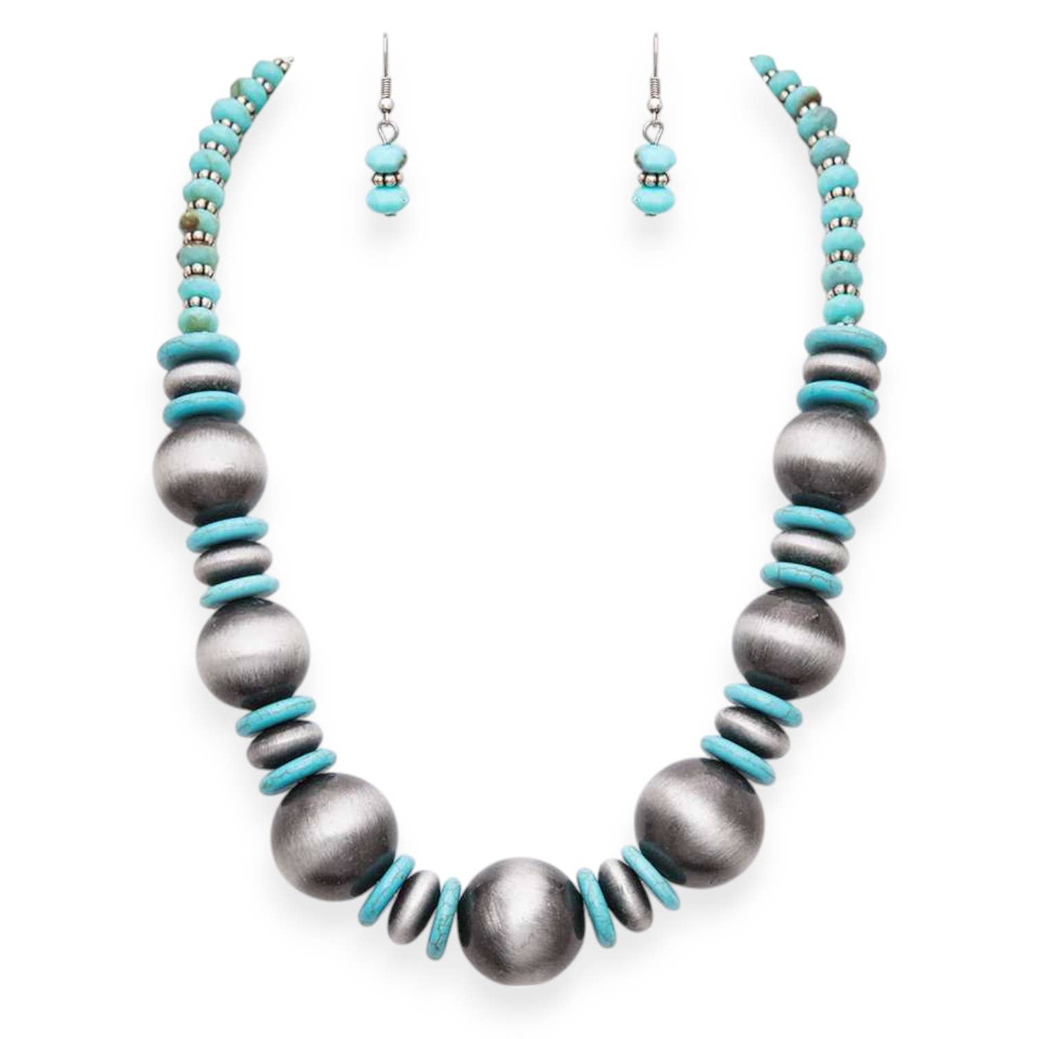Western Navajo Beads Necklace Set by Rope & Spurs - CN-2803TQ/HS