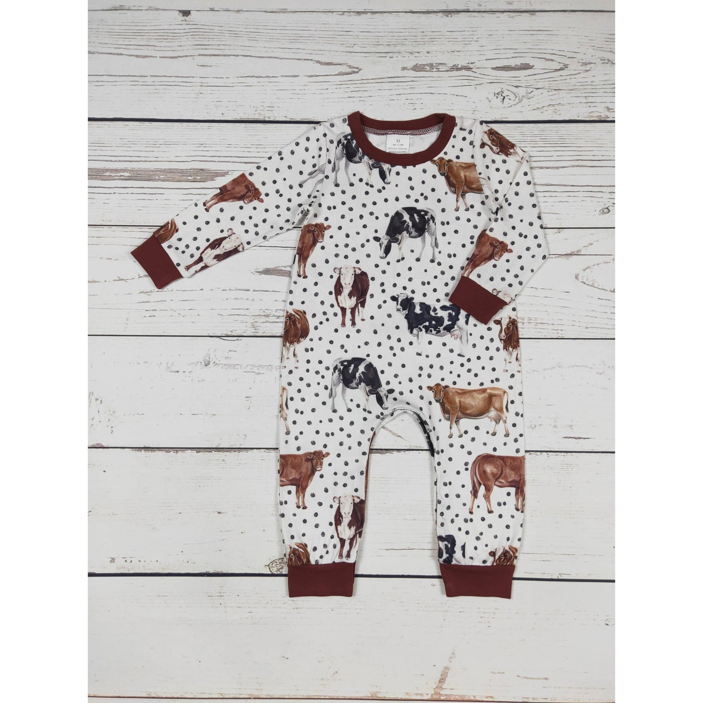 Baby Boy Cows Print Romper