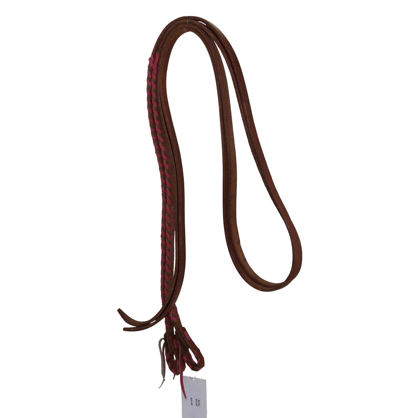 Grewal Equestrian - Western Brown & Pink Woven Leather Horse Reins