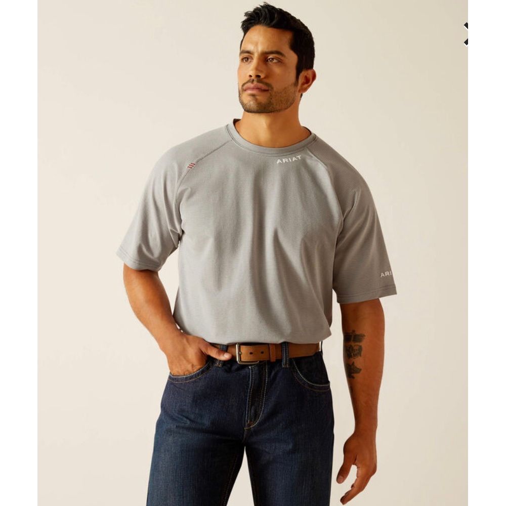 Ariat Mens, Fire Resistant, FR Work Crew, Short Sleeve Base Layer Shirt, Grey | 10048855