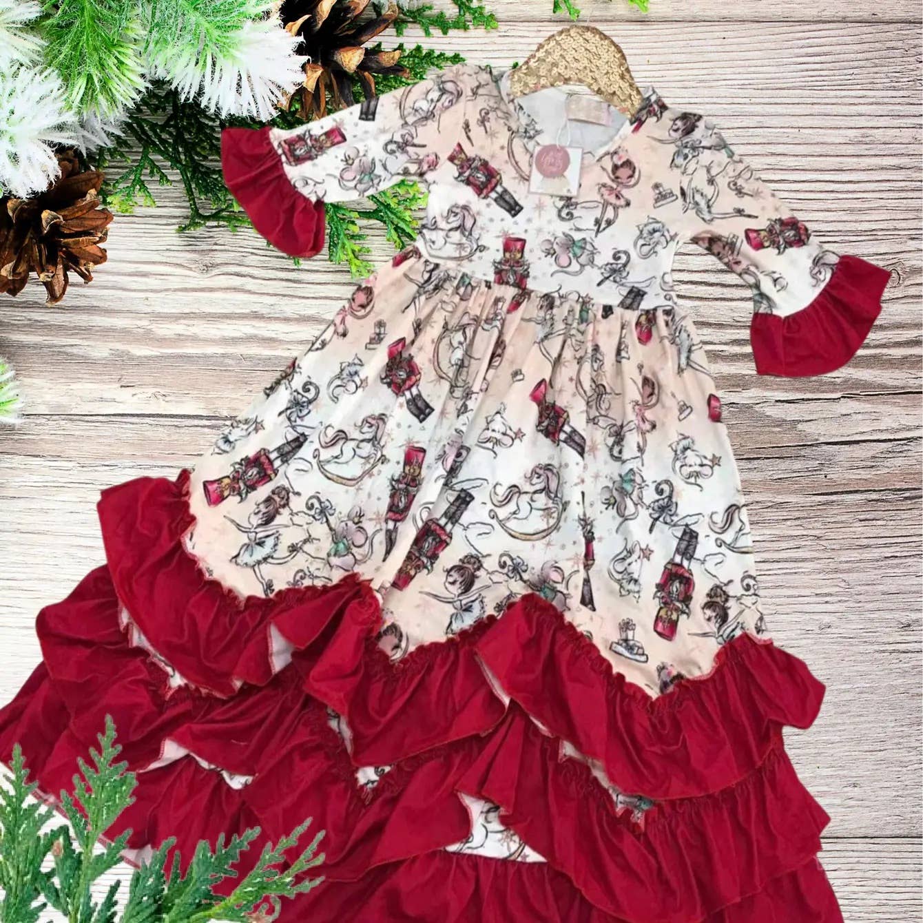 Rufflеѕ & Bоwtіеѕ - Affordable Boys & Girls Clothing - Christmas Nutcracker Long Ruffle Holiday Dress