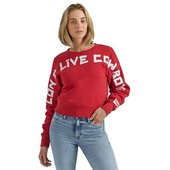 Wrangler Ladies Red Graphic Crew-Neck Sweater 112353206