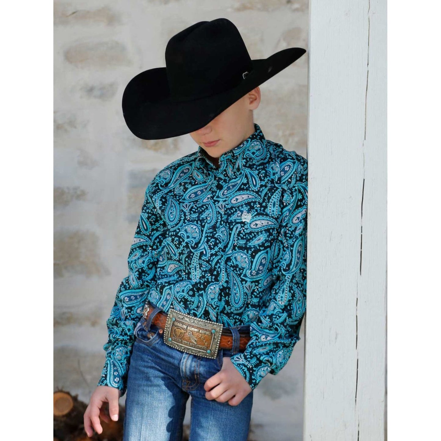Cinch BOY'S PAISLEY PRINT BUTTON-DOWN WESTERN SHIRT - MTW7060376