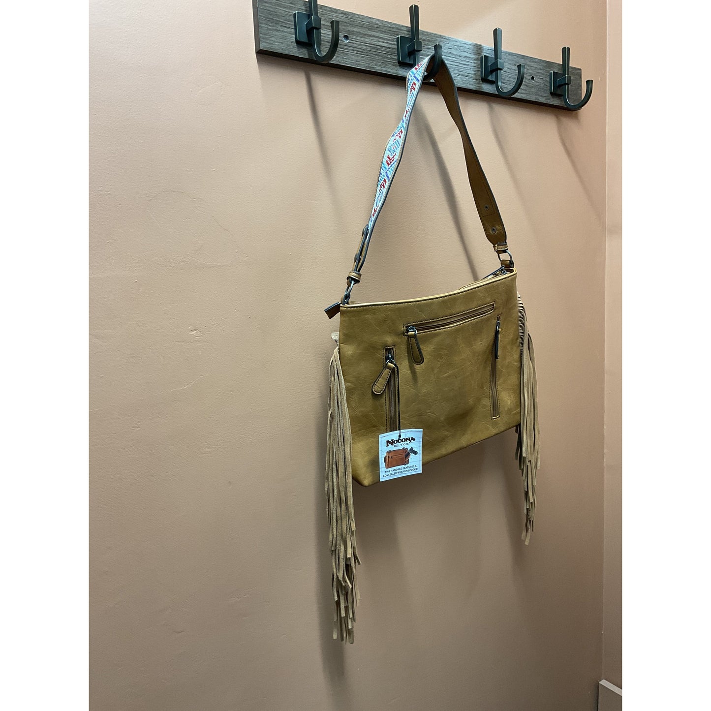 Nocona Purse - Calf Hide, Cow Print, Fringe, Beaded Strap
