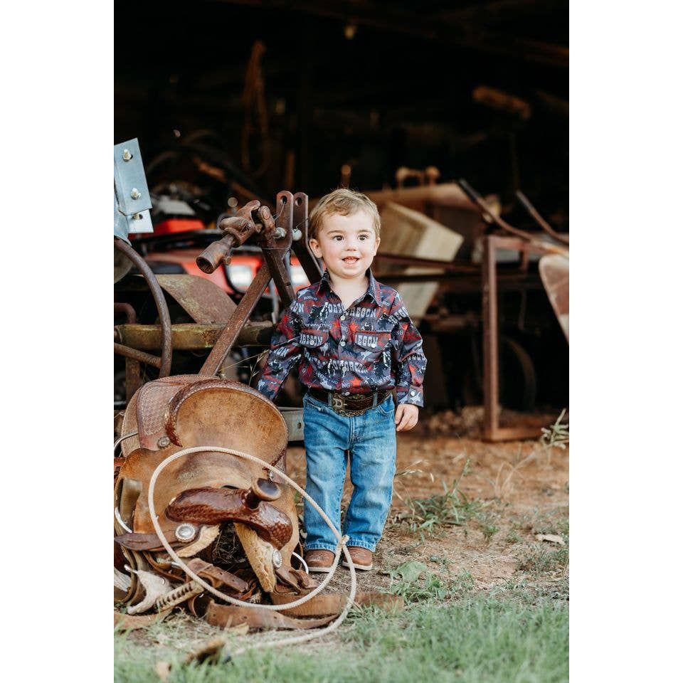 Rodeo Road Black LS Pearl Snap Onesie SNAP17