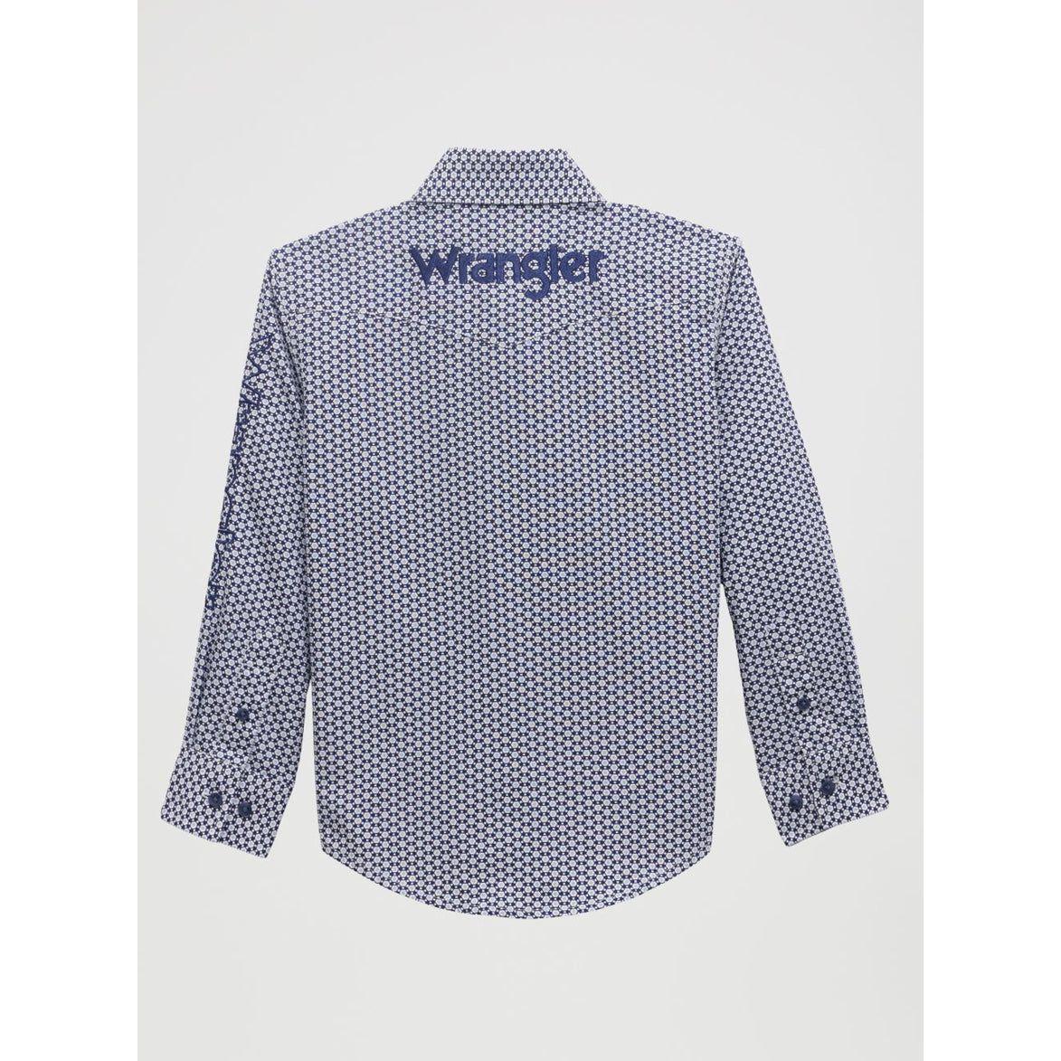 Wrangler Boy Shirt - Logo Blue Geometric Print- 112356519