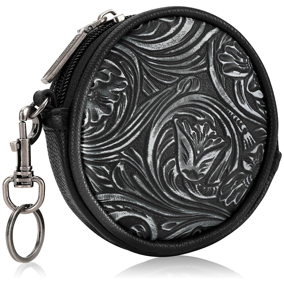 Wrangler Floral Tooled Circular Coin Pouch Bag Charm