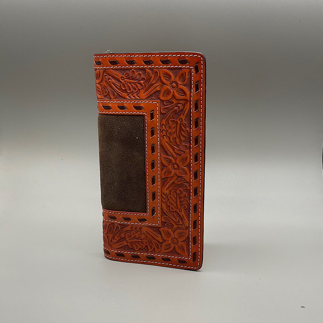 Ranger Belt Co - Men’s Wallet - Brown Tooled Leather & Suede C1304
