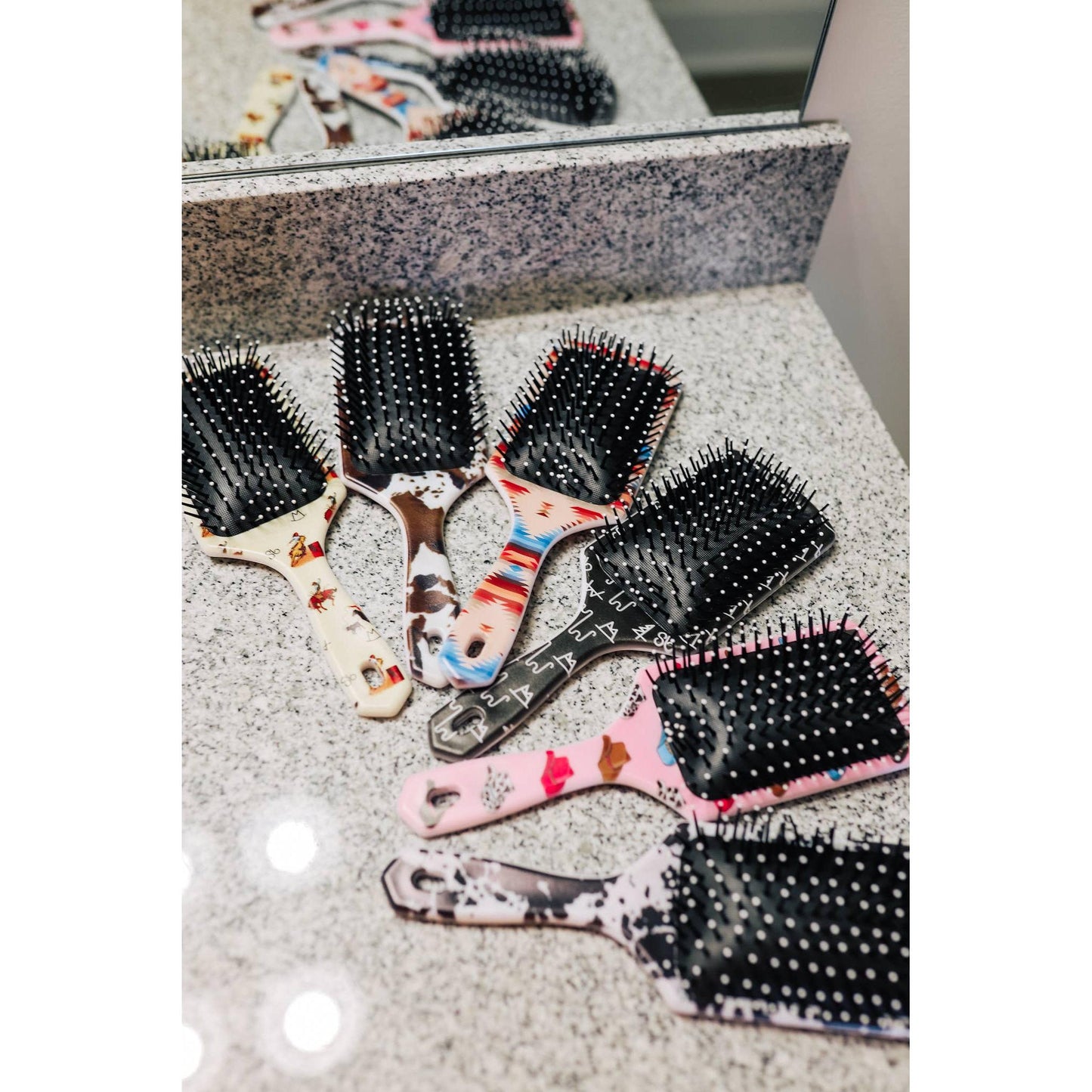 The Front Porch Label - Brown Cowhide Hairbrush