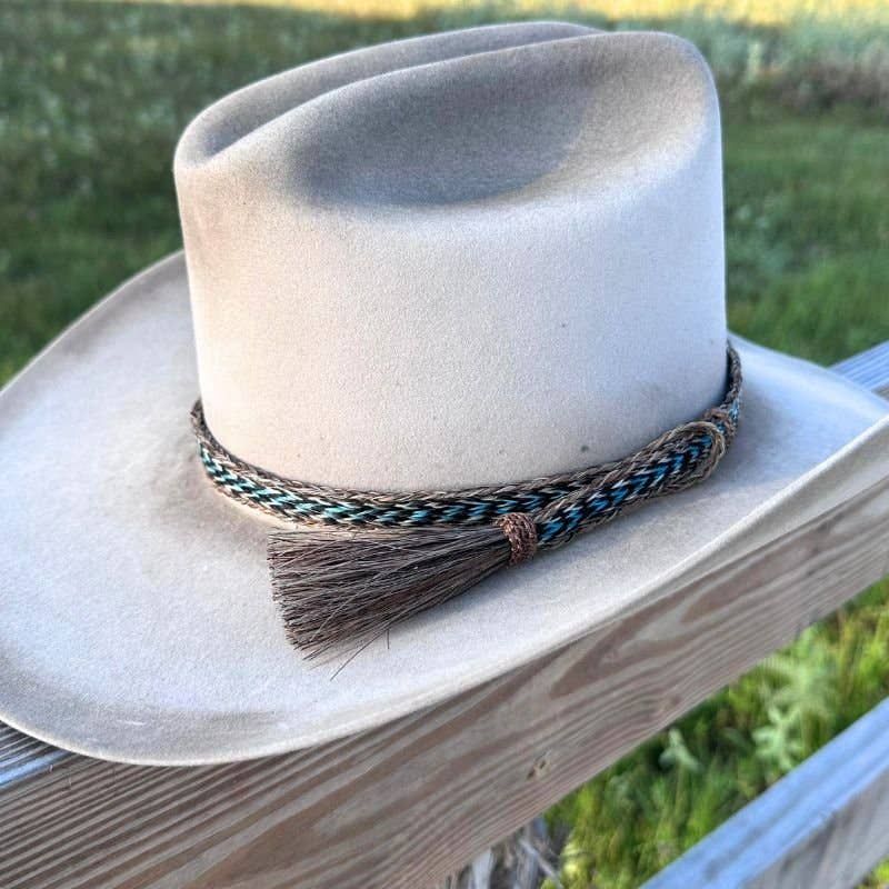Willow Lane Hat Co. - Horsehair Braided Blue Single Tassel Hat Band - Caleb