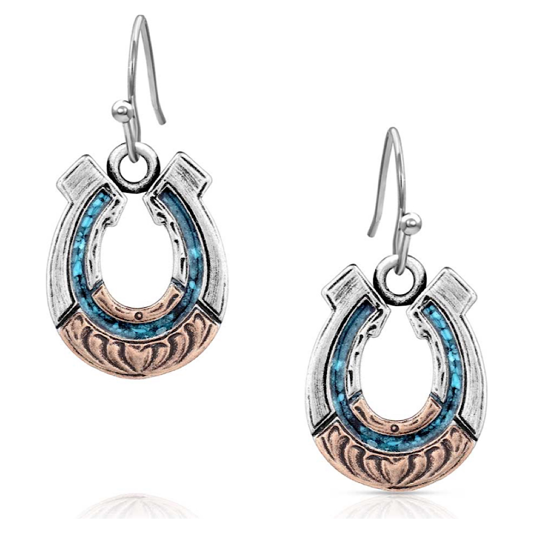 Montana Silversmiths Earrings - Inner Turquioise Horseshoe ER5852