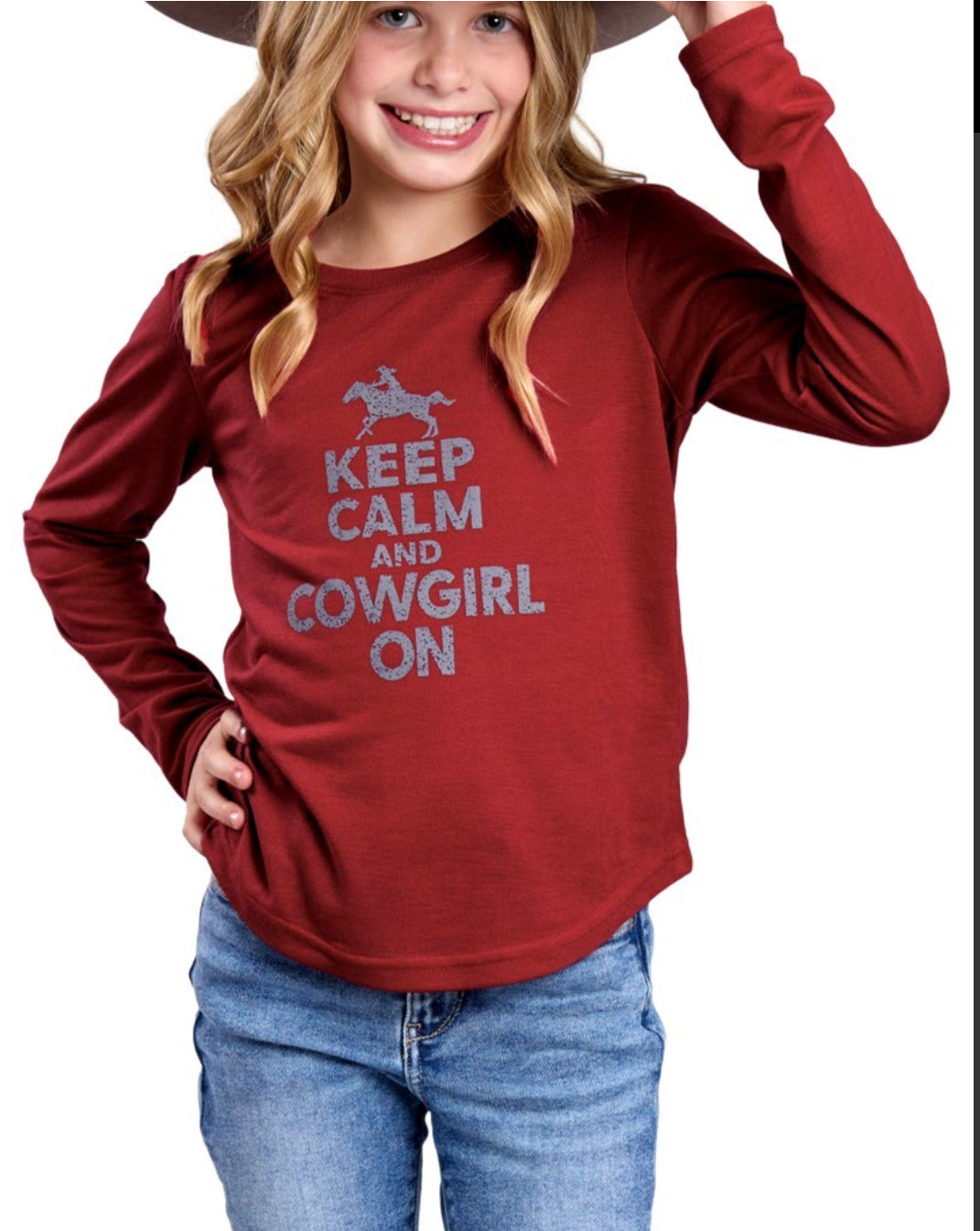 ROPER GIRL'S RED LONG SLEEVE WESTERN SHIRT 2638