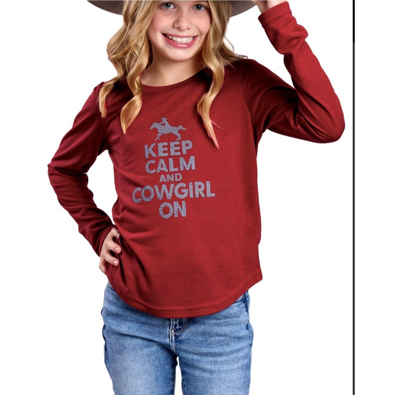 ROPER GIRL'S RED LONG SLEEVE WESTERN SHIRT 2638