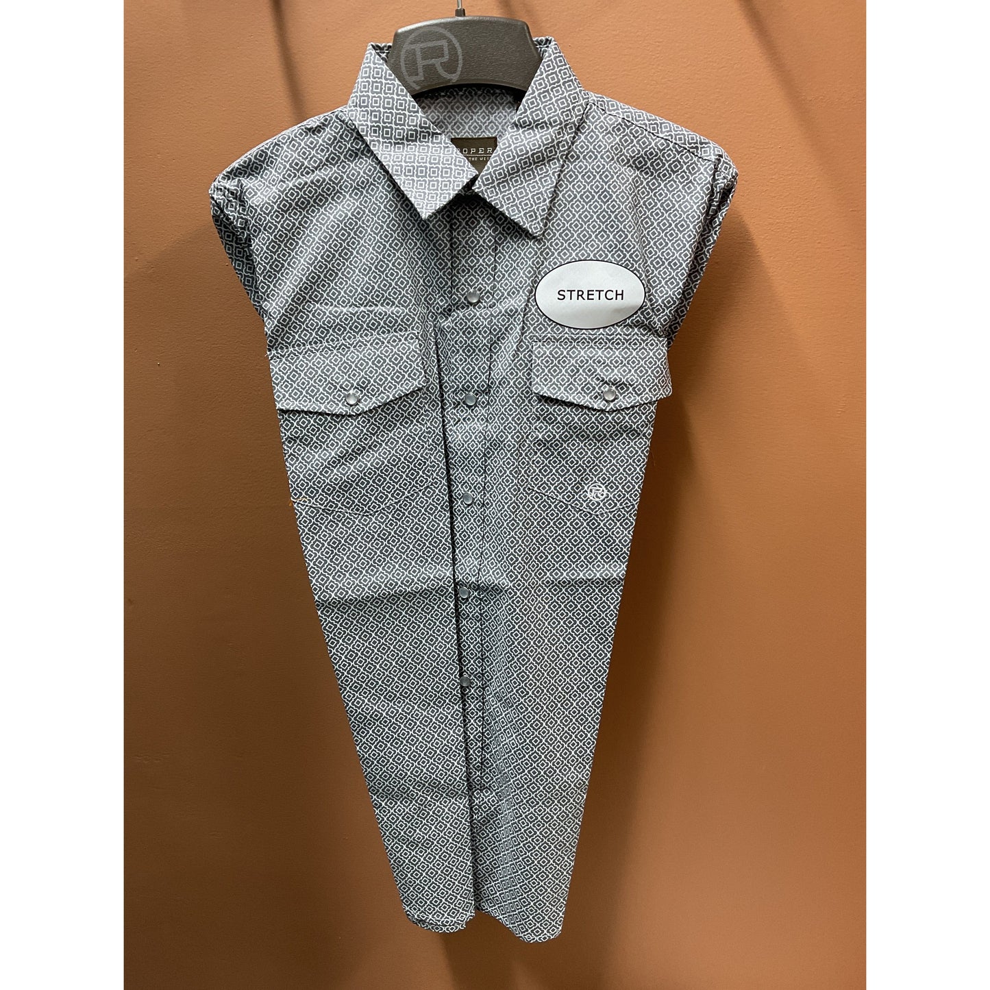 Roper Boy’s Western Shirt - Long Sleeve, Snap, Fourlard Grey 3-30-225-4300