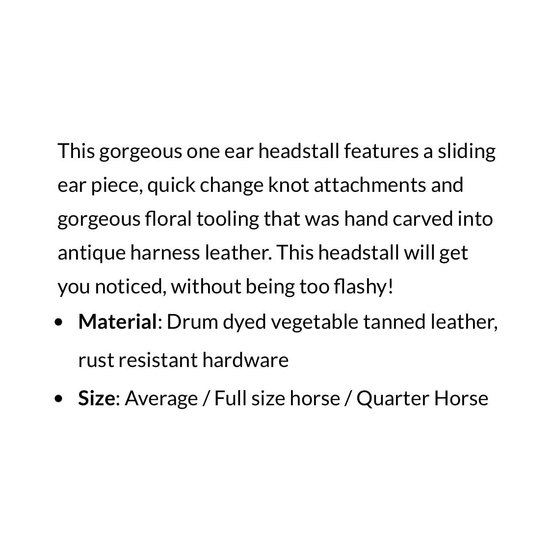 Ranch Hand One Ear Antique Headstall