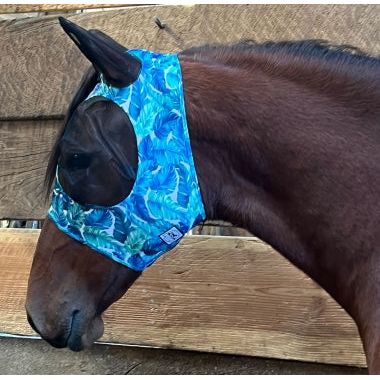 Rugged Ride Tropical Leaves Print Fly Mask With Ears