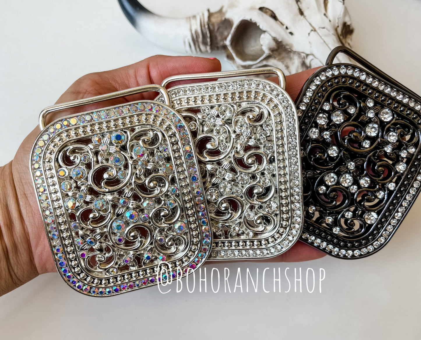 Boho Ranch Shop - Rhinestone Belt Buckle Bling - SMALL - Western Belt Buckle