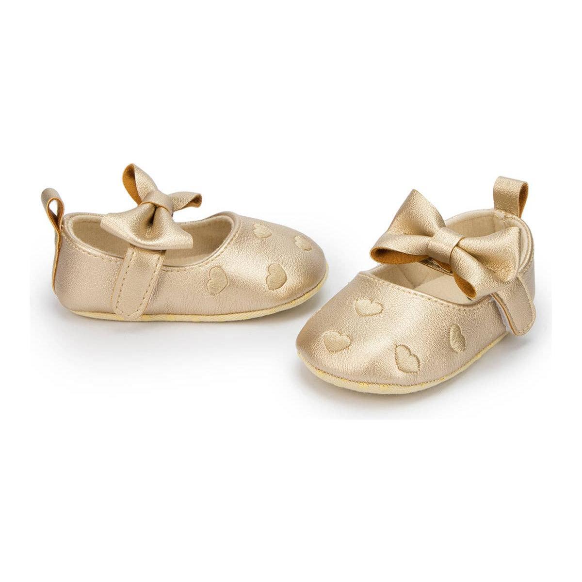 Metallic Gold infant shoes with velcro