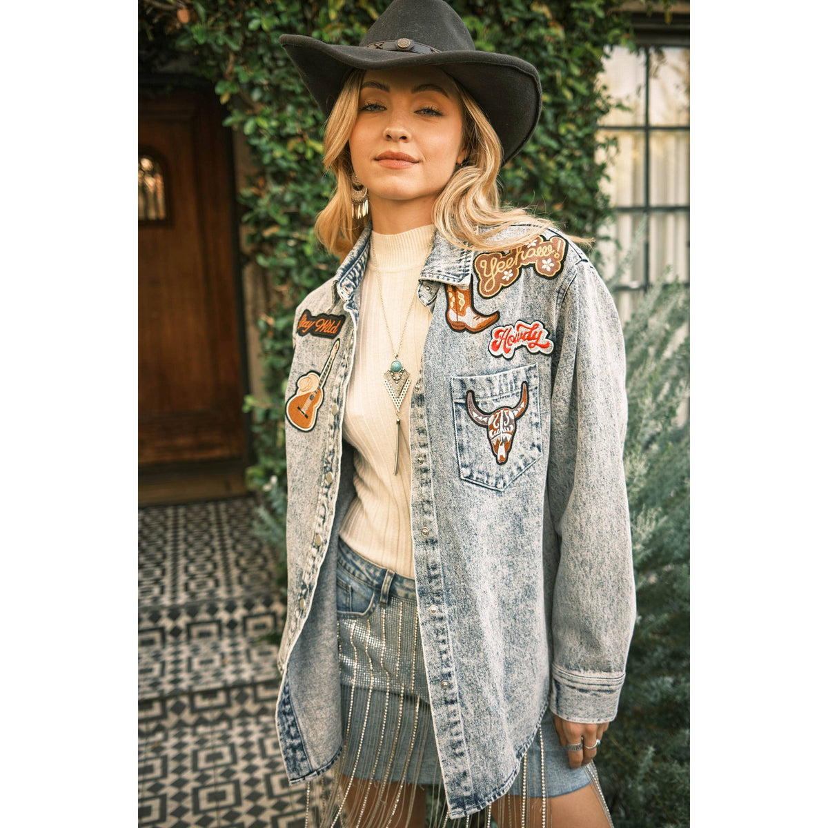Blue B Garment Washed Snap Up Rodeo Denim Jacket 22755J