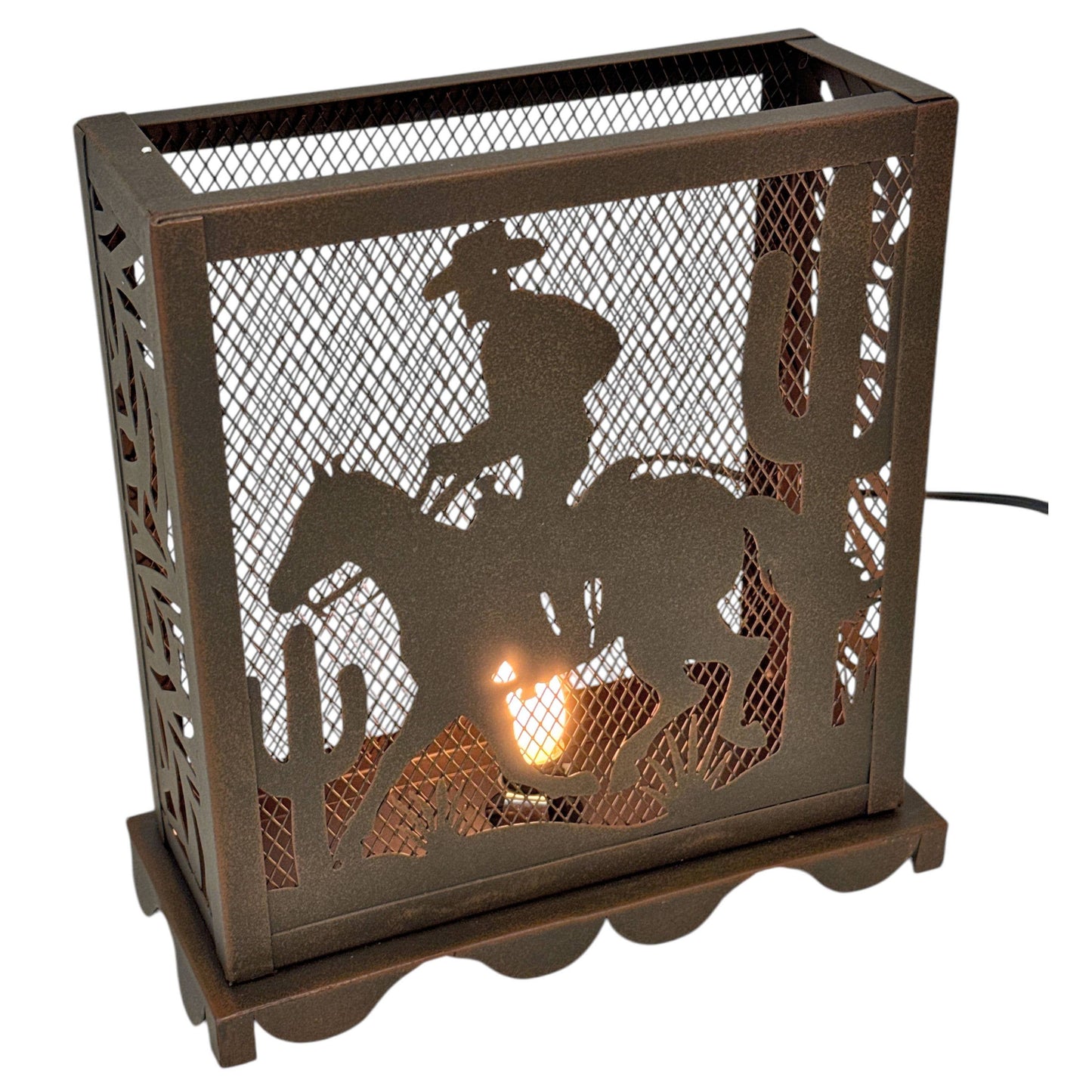 METAL COWBOY ON HORSE NIGHT LIGHT