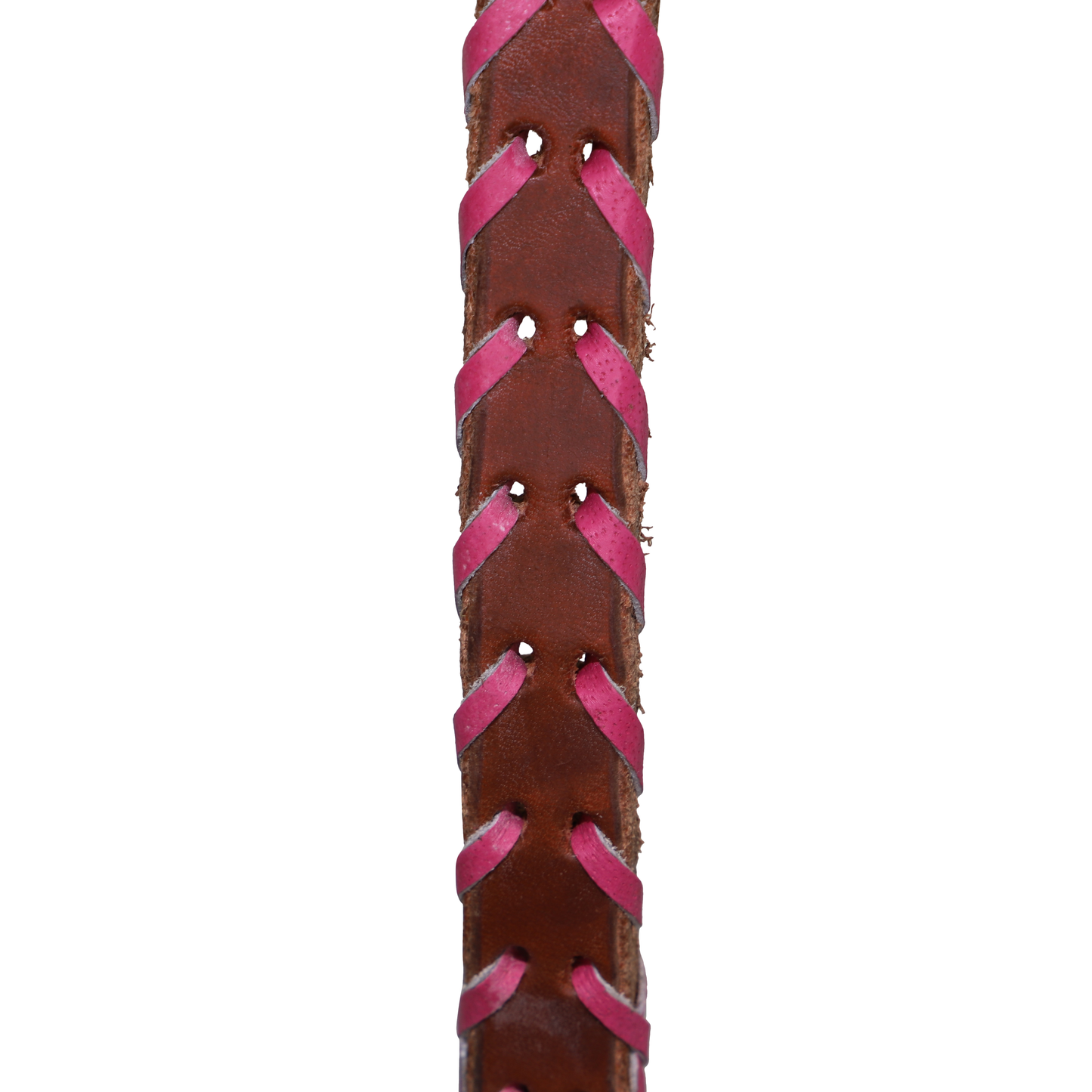 Grewal Equestrian - Western Brown & Pink Woven Leather Horse Reins