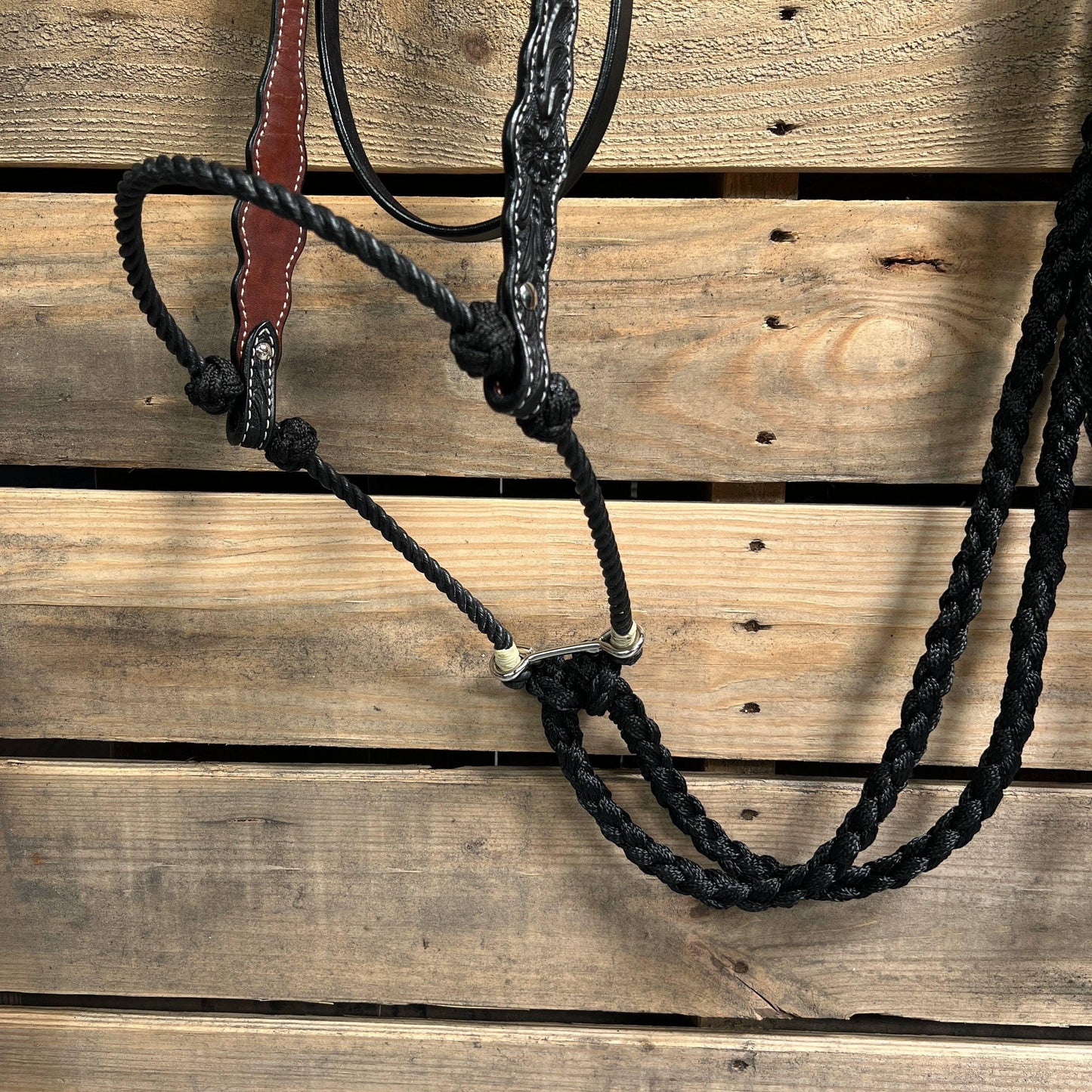 Rodeo Drive - Black Floral Scalloped Black Loping Hackamore #LHK014