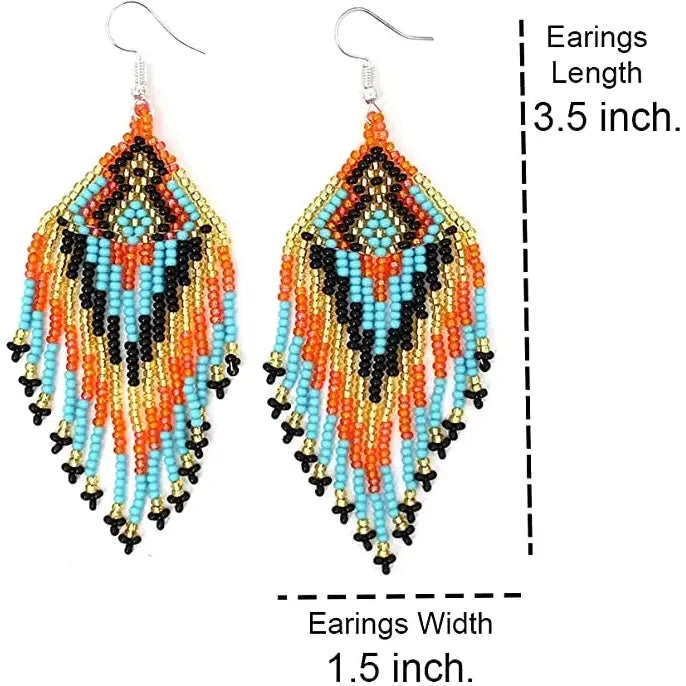 Handmade Beaded Multi Colored Seed Bead Earrings