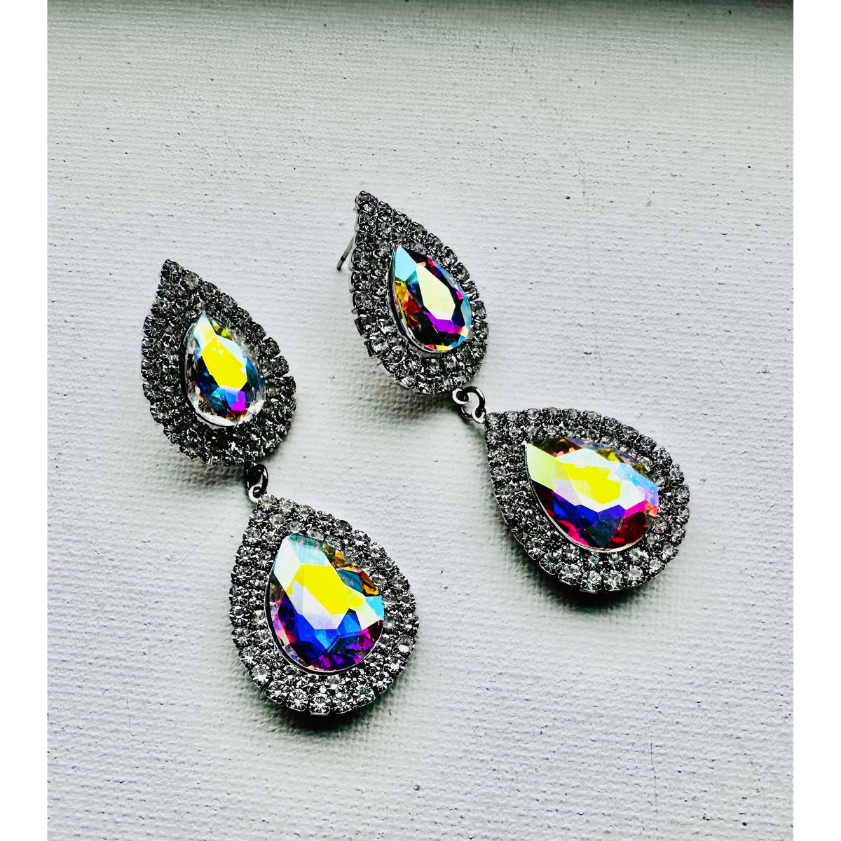 Teardrop Iridescent Dangle Earrings