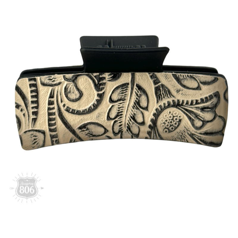 Hair Claw Clip - Western Leather Tooled