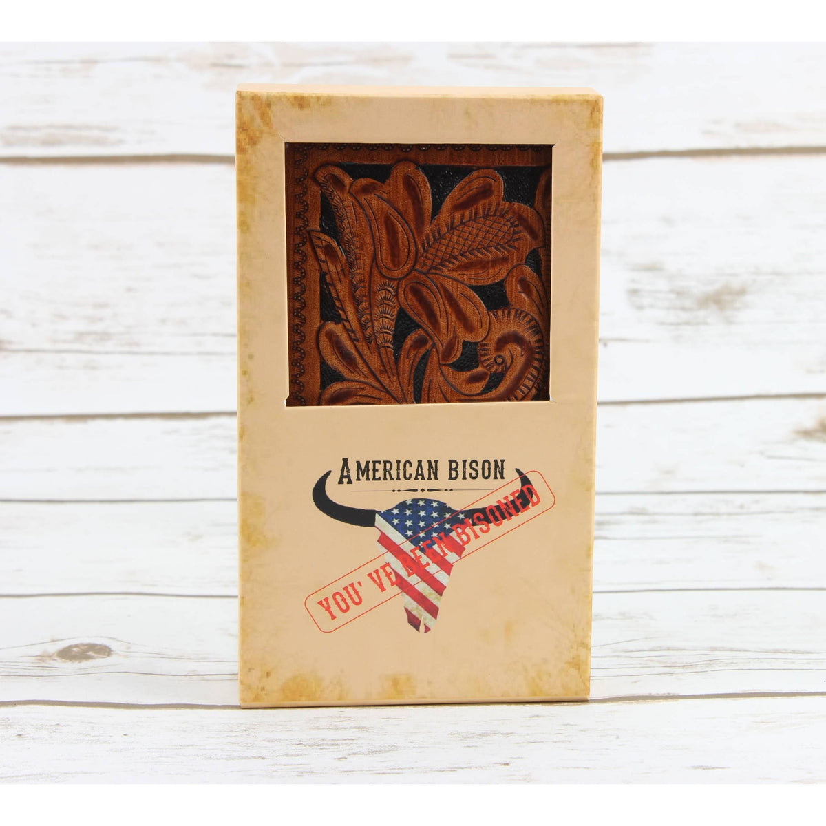 Tooled Leather Men's Rodeo Wallet In Tan AB W04 Tan