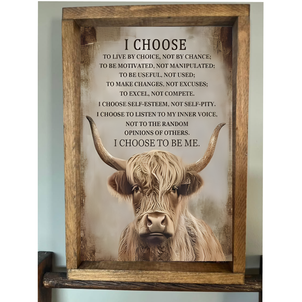 I Choose Highland Cow Farmhouse Sign