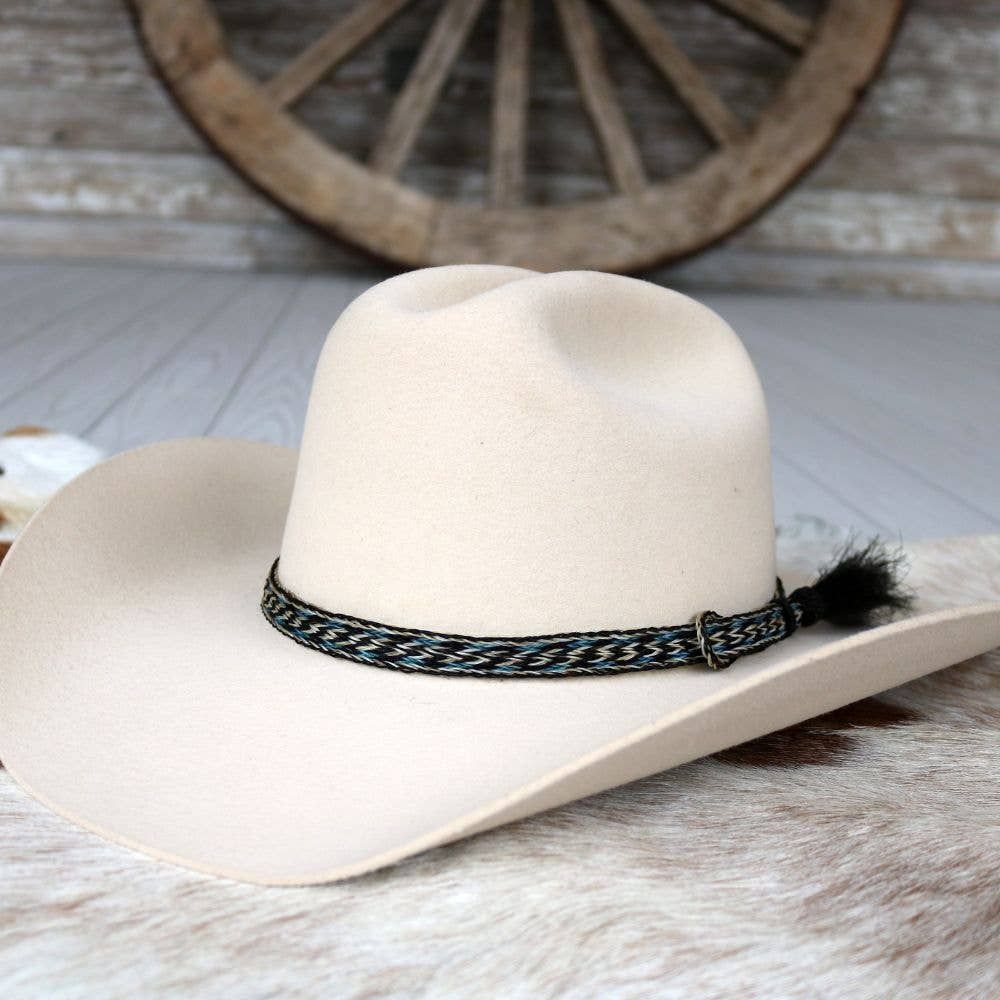 Willow Lane Hat Co. - Horsehair Blue Braided Tassel Hat Band - Frost