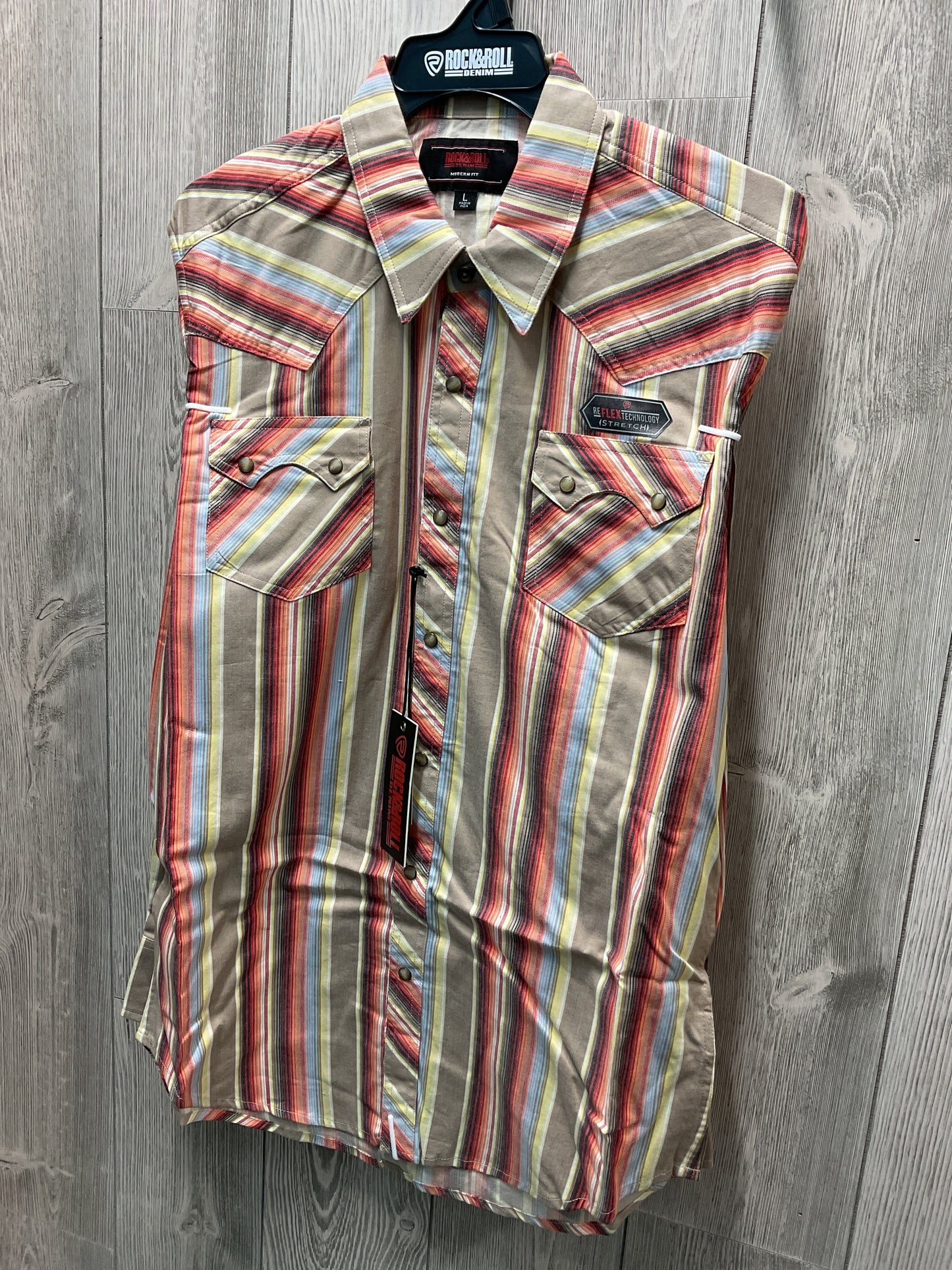 Rock & Roll Men’s, Snap, Long Sleve Shirt, Modern Fit, Stripe, BMN2S08309