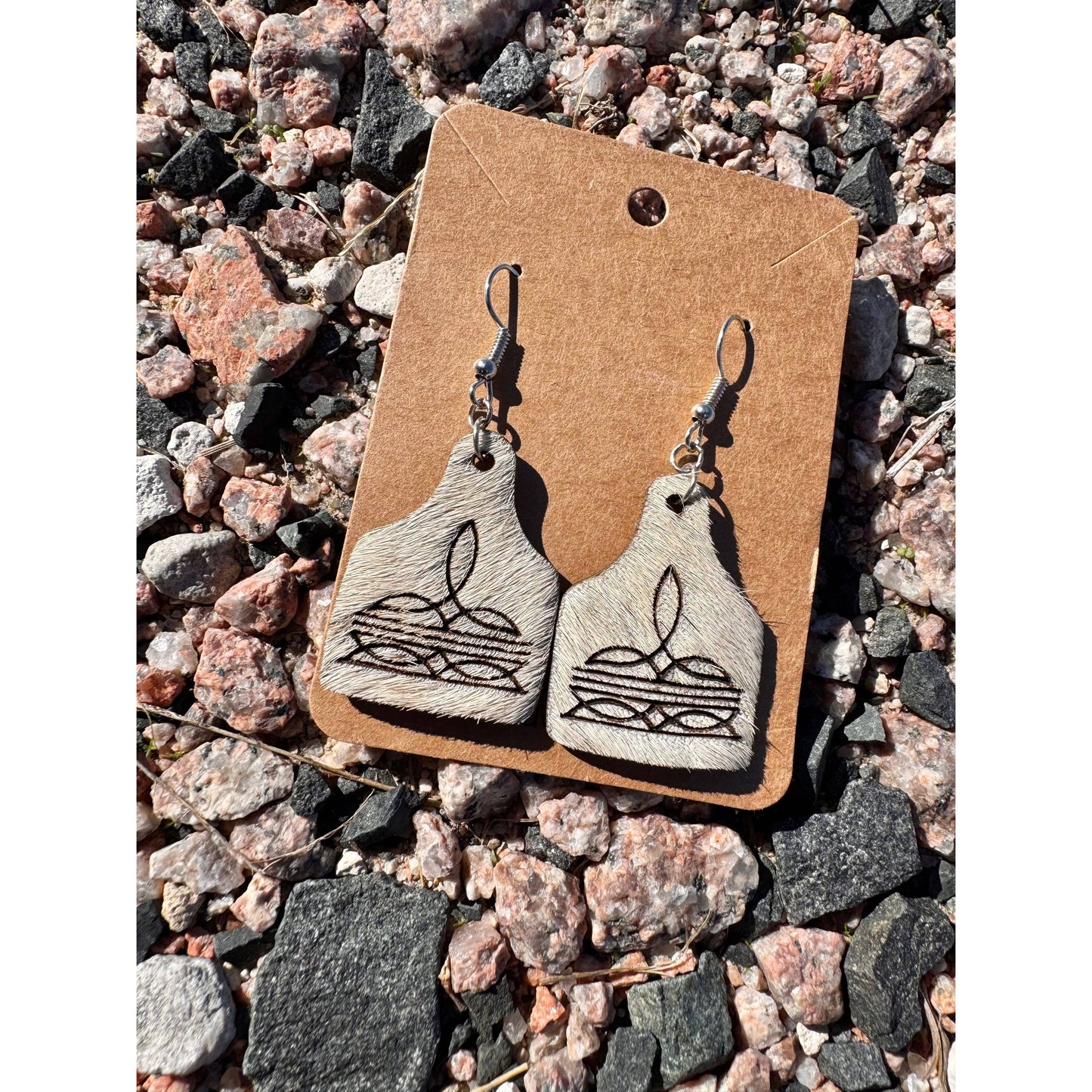 Twisted Iron Wholesale - Cowhide Boot Stitch Earrings