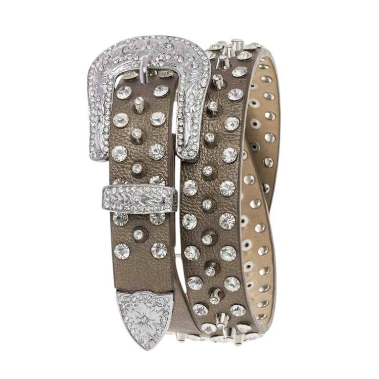 Ladies Metallic Bronze, Mixed Studs Crystals Belt by Rope & Spurs - 200-6092