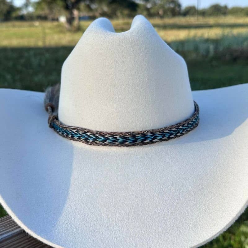 Willow Lane Hat Co. - Horsehair Braided Blue Single Tassel Hat Band - Caleb